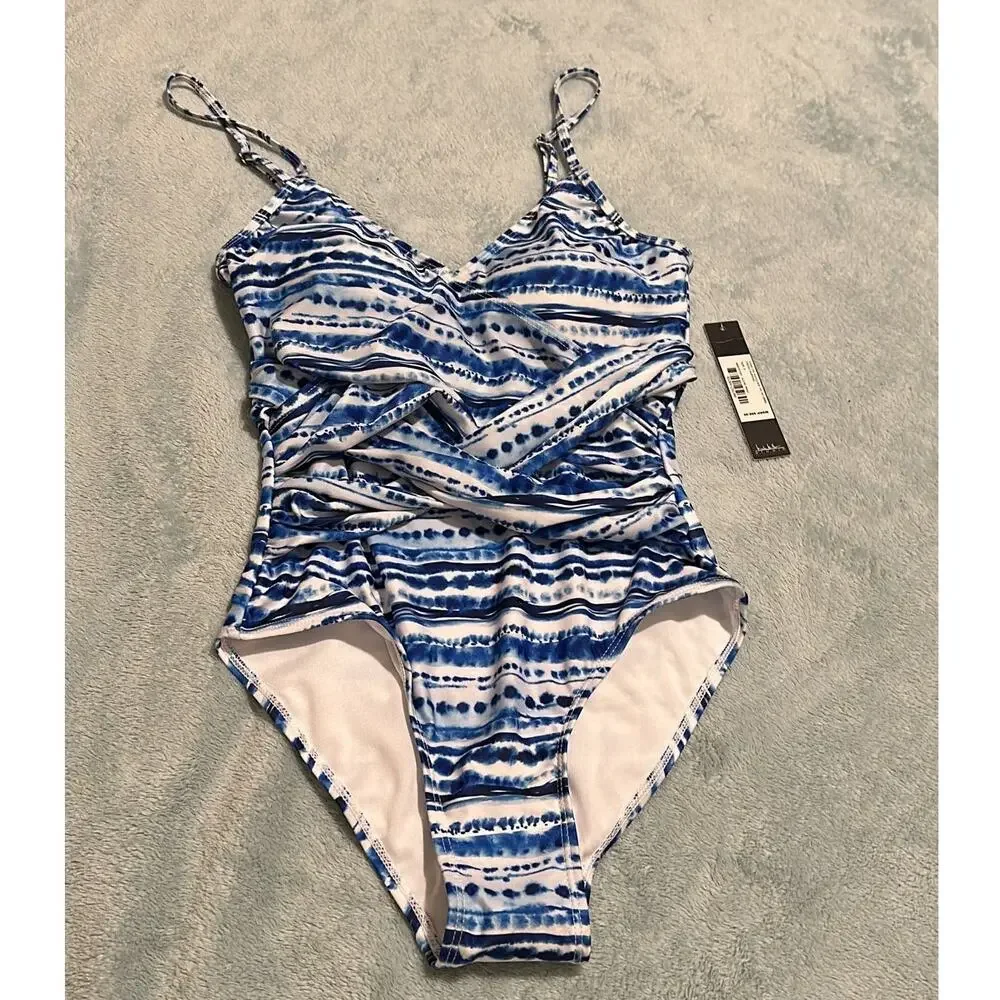 NWT Nicole Miller Crisscross One Piece Swimsuit - Small - Picture 1 of 4